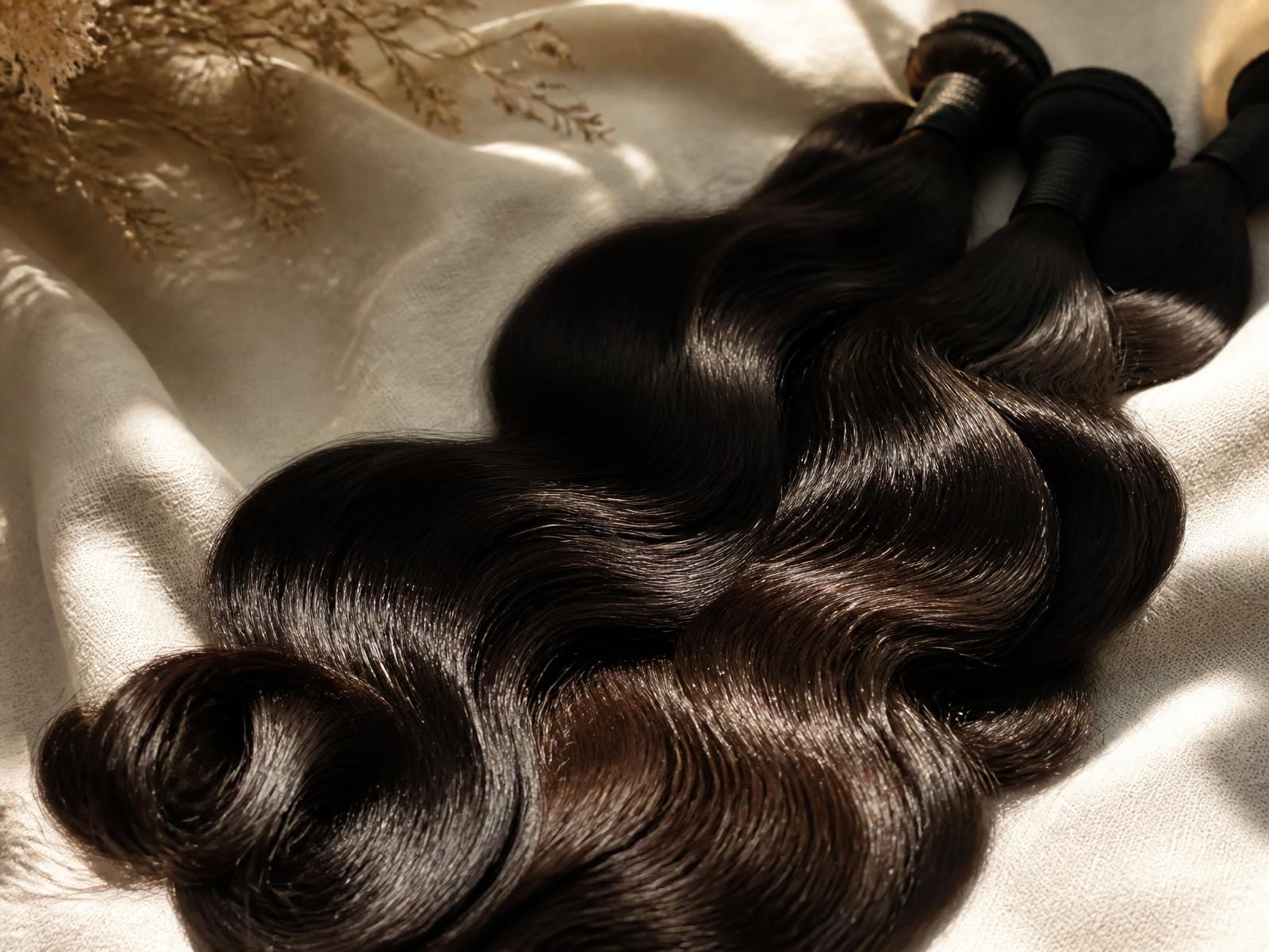 Rio virgin human hair bundles in body wave texture